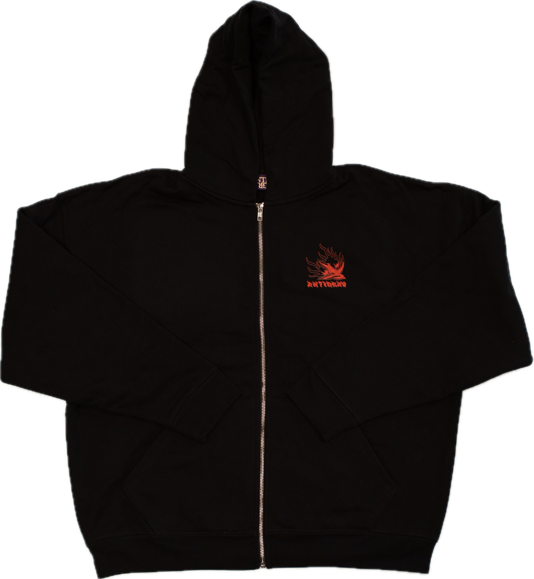 Down in Flames Heavy Zip Hoody